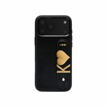 Upload image to Gallery viewer, UMBI GLAM. Kişiselleştirilebilir Deri iPhone Kılıfı - Siyah/Gold
