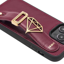 Görseli Galeri görüntüleyiciye yükleyin, UMBI GLAM. Kişiselleştirilebilir Deri iPhone Kılıfı - Burgundy/Gold
